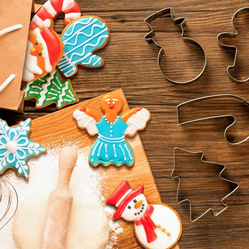 Wmtidene Christmas Cookie Cutters Set of 9 Pieces, Cookie Cutters Shapes for Winter Holiday, Metal includes Christmas Tree,Snowflake,Gingerbread Men,Angel,Star,Mitten,Candy Cane,Snowman - Image 5